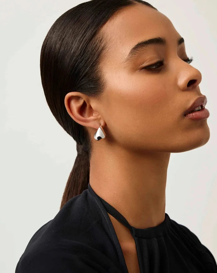 Sculptural Chubby Dome Small Hoop Earrings | Silver Plated Earrings Missoma