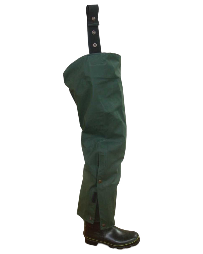 Olive Green coloured Seal Flex Chaps on white background #colour_olive-green