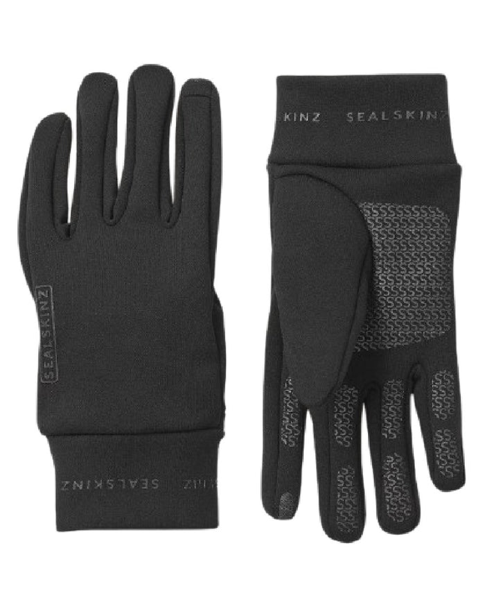 Black Coloured Sealskinz Acle Water Repellent Nano Fleece Glove on white background #colour_black