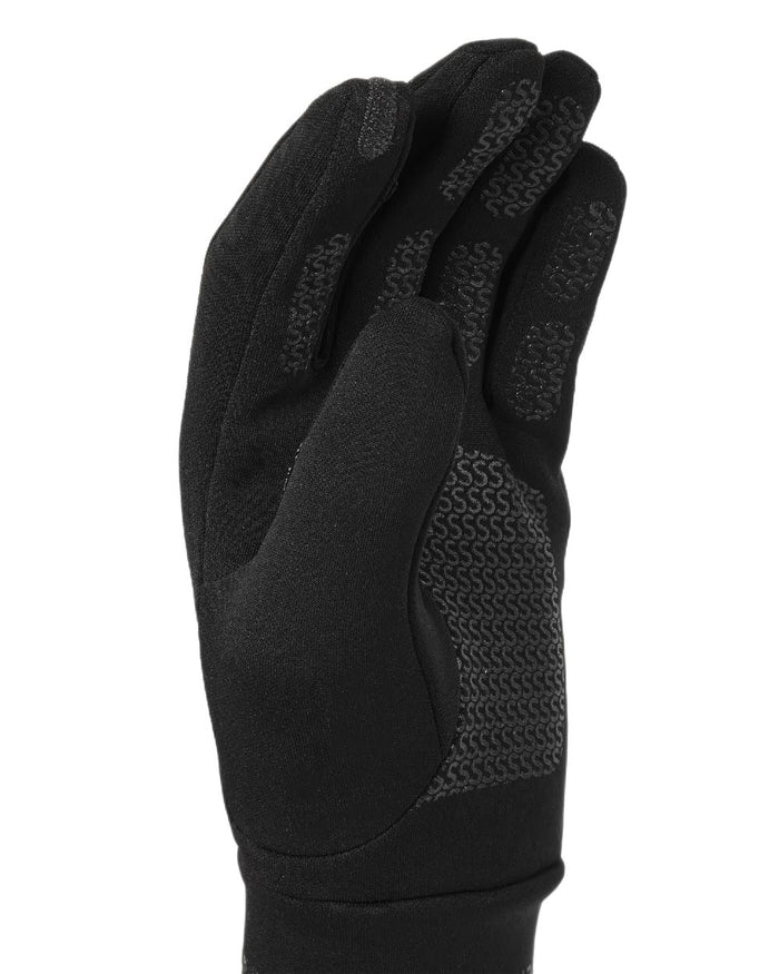 Black Coloured Sealskinz Acle Water Repellent Nano Fleece Glove on white background #colour_black