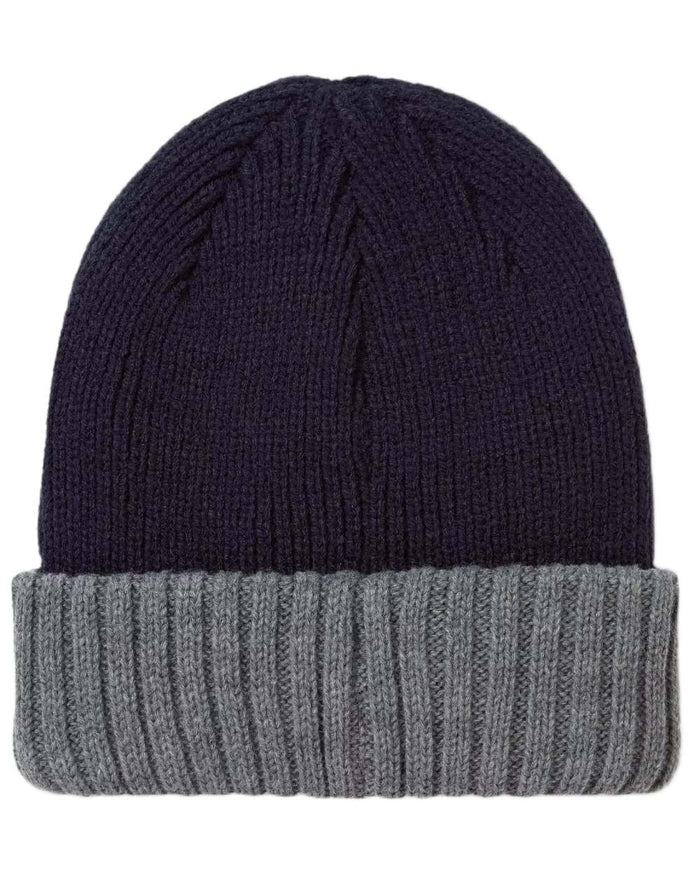 Navy coloured Sealskinz Bacton Waterproof Roll Cuff Beanie on white background #colour_navy