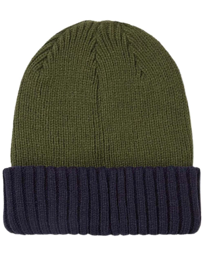 Olive coloured Sealskinz Bacton Waterproof Roll Cuff Beanie on white background #colour_olive
