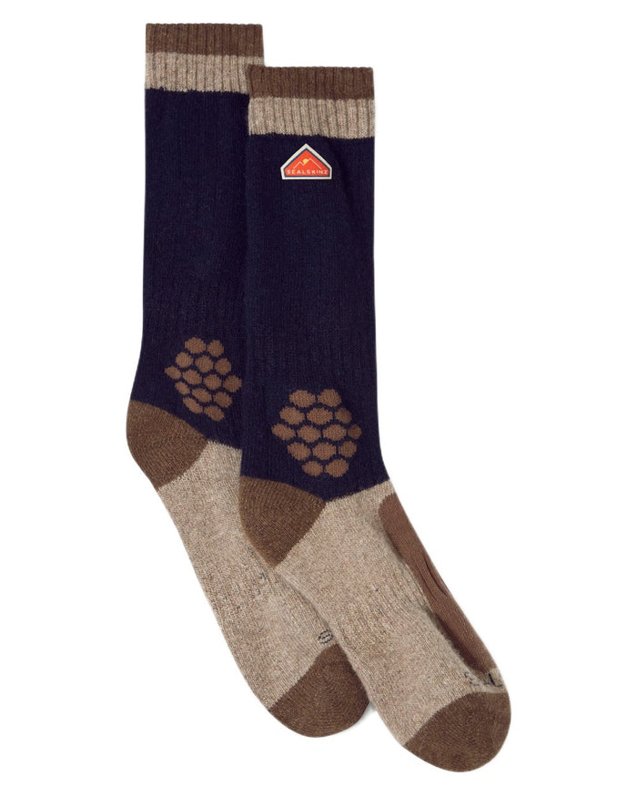 Blue coloured Sealskinz Gresham Recycled Wool Mid Length Hiking Socks on white background #colour_blue