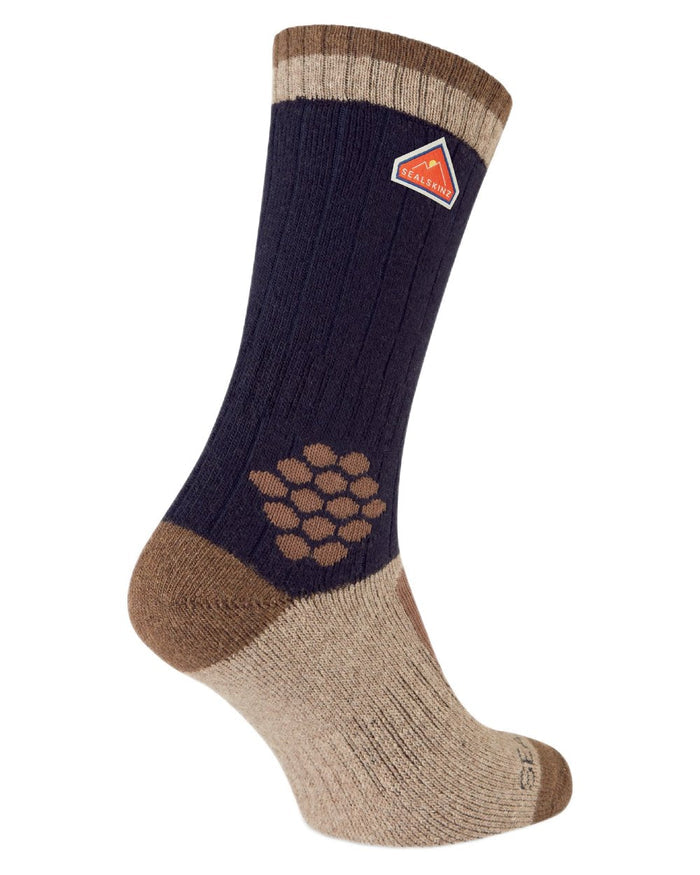 Blue coloured Sealskinz Gresham Recycled Wool Mid Length Hiking Socks on white background #colour_blue