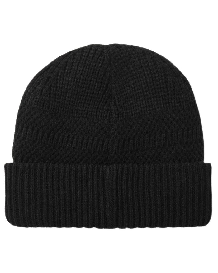 Black coloured Sealskinz Gressenhall Waterproof Roll Cuff Beanie on white background #colour_black
