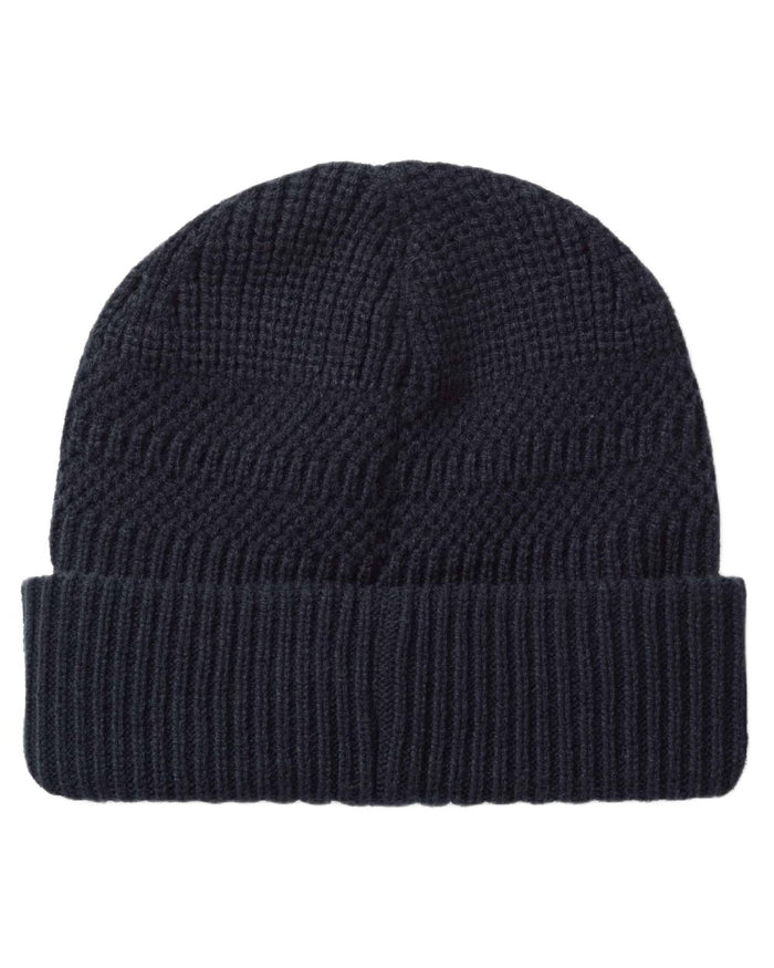 Navy coloured Sealskinz Gressenhall Waterproof Roll Cuff Beanie on white background #colour_navy