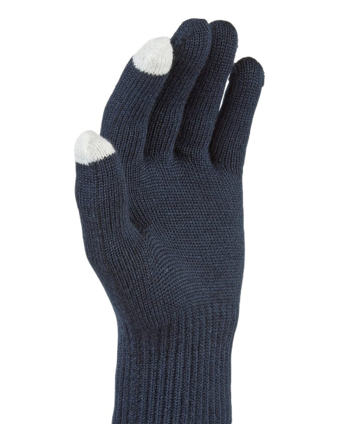 Navy Coloured Sealskinz Hanworth Solo Merino Glove on white background #colour_navy