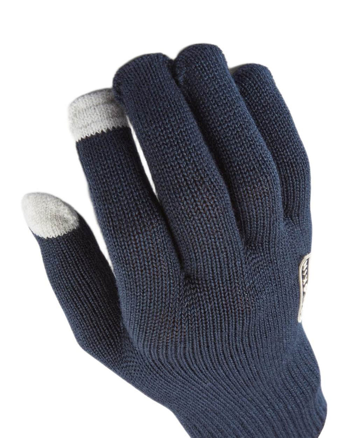 Navy Coloured Sealskinz Hanworth Solo Merino Glove on white background #colour_navy