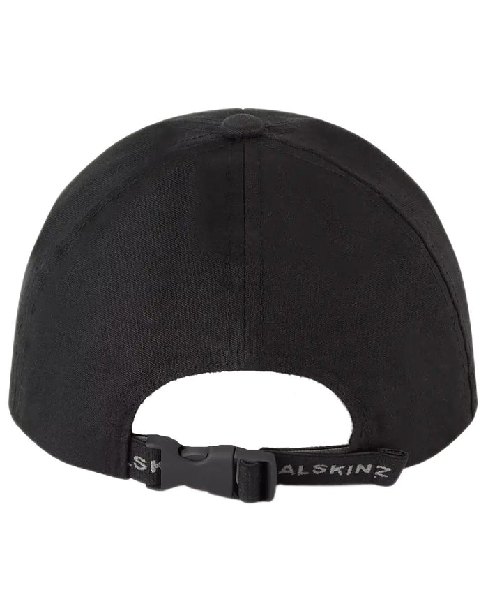 Black coloured Sealskinz Marham Waterproof Oiled Canvas Cap on white background #colour_black