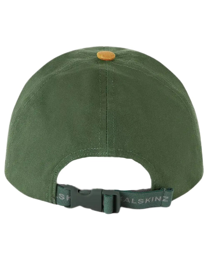 Olive coloured Sealskinz Marham Waterproof Oiled Canvas Cap on white background #colour_olive