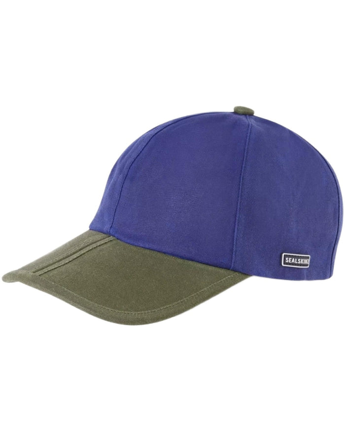 Navy coloured Sealskinz Marham Waterproof Oiled Canvas Cap on white background #colour_navy