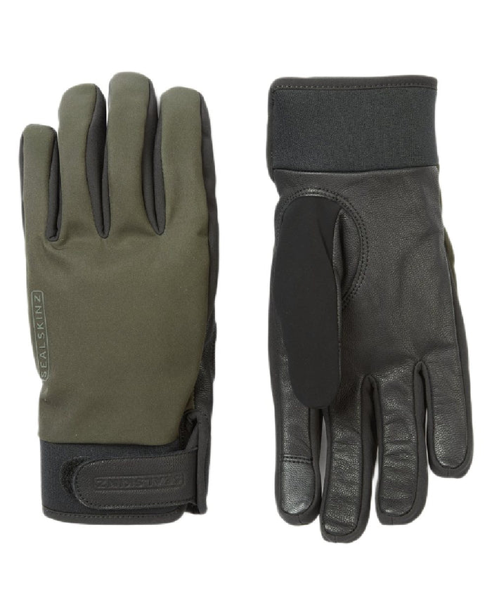 Olive Coloured Sealskinz mens Kelling Waterproof All Weather Insulated Glove on white background #colour_olive