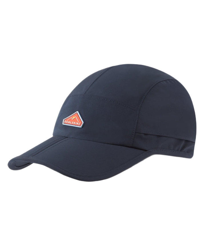 Navy coloured Sealskinz Poringland Waterproof Peak Plain Hiking Cap on white background #colour_navy