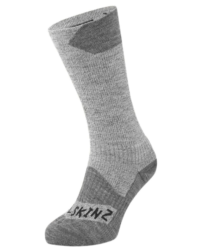 Grey coloured Sealskinz Raynham Waterproof All Weather Mid Length Socks on white background #colour_grey