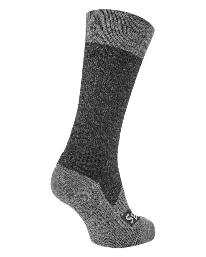 Black Coloured Sealskinz Raynham Waterproof All Weather Mid Length Sock on white background #colour_black