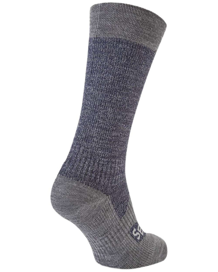 Navy Coloured Sealskinz Raynham Waterproof All Weather Mid Length Sock on white background #colour_navy