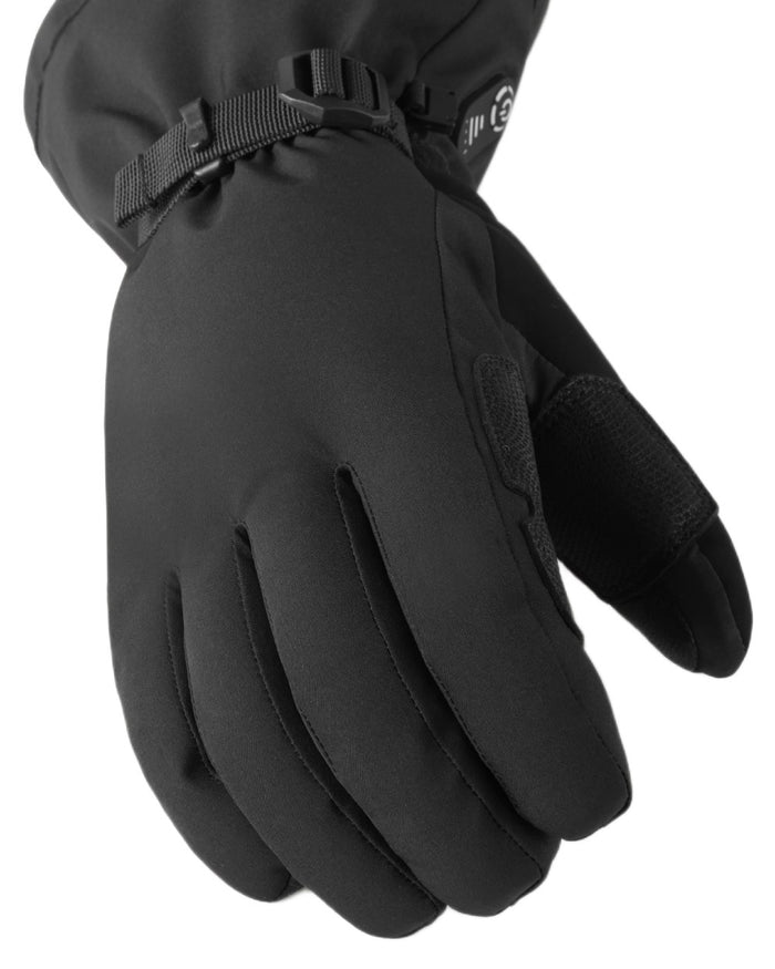 Black coloured Sealskinz Stowbridge Waterproof Automatic Heated Gauntlet on white background #colour_black