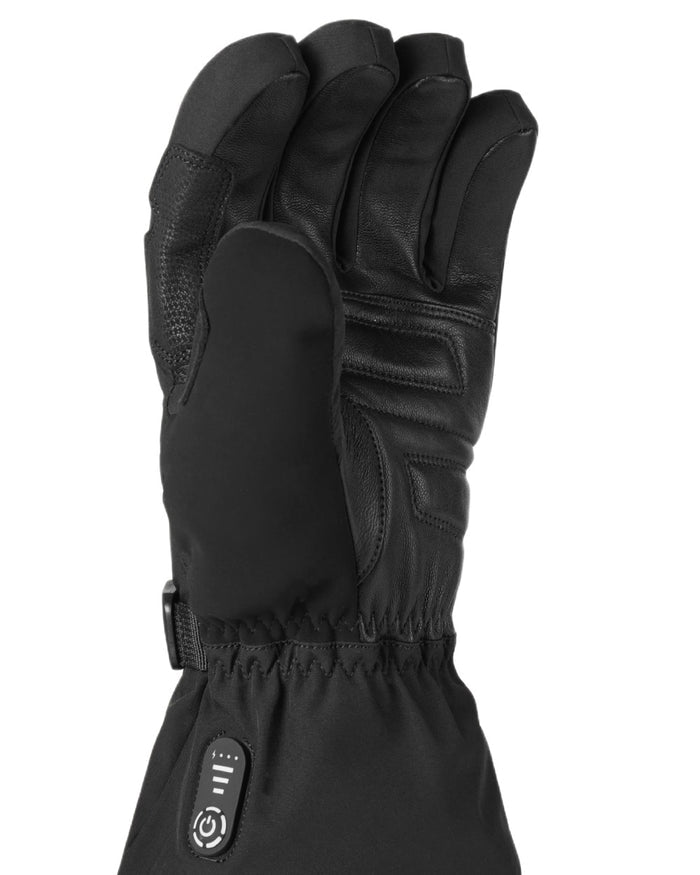 Black coloured Sealskinz Stowbridge Waterproof Automatic Heated Gauntlet on white background #colour_black