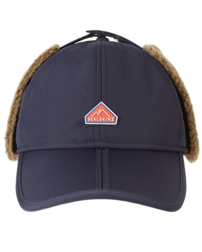 Navy coloured Sealskinz Upton Waterproof Extreme Cold Weather Puffer Hat on white background #colour_navy