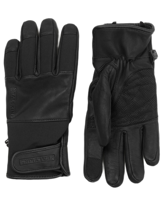 Black coloured Sealskinz Walcott Waterproof Cold Weather Fusion Control Gloves on white background #colour_black