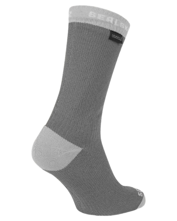 Grey coloured Sealskinz Wiveton Waterproof Mid Length Socks on white background #colour_grey