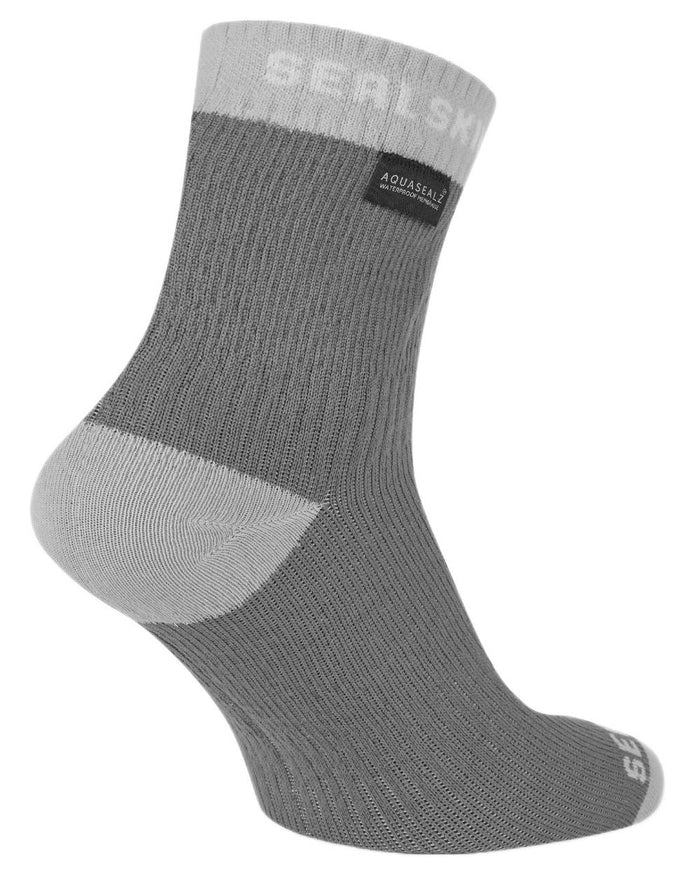 Grey coloured Sealskinz Wretham Waterproof Ankle Length Sock on white bckground #colour_grey