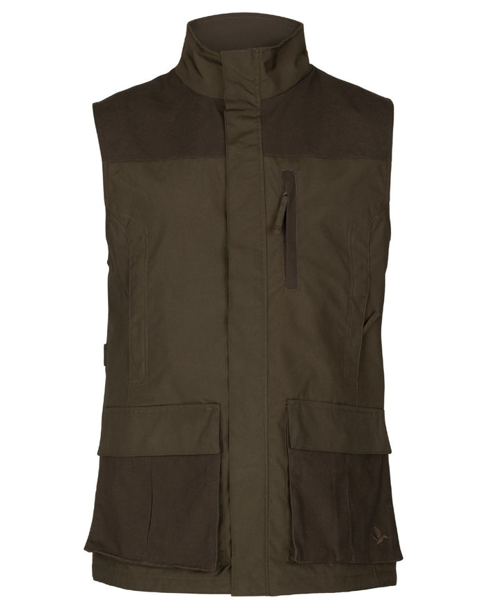 Pine Green Coloured Seeland Arden Waistcoat on white background #colour_pine-green
