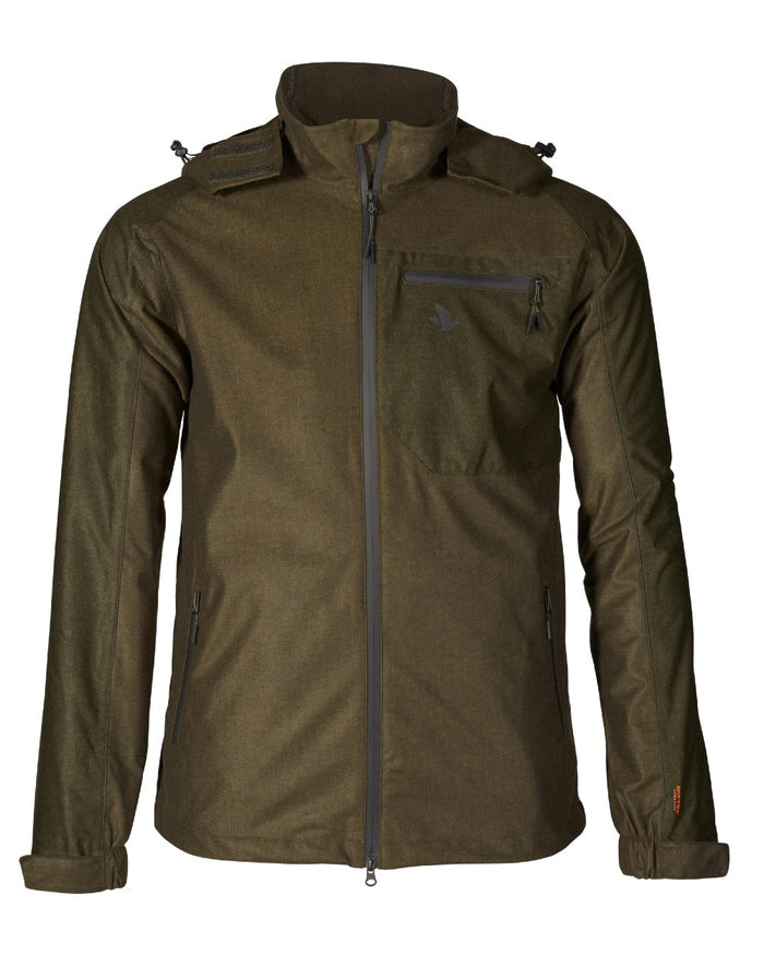 Pine Green Melange coloured Seeland Avail Jacket on white background #colour_pine-green-melange