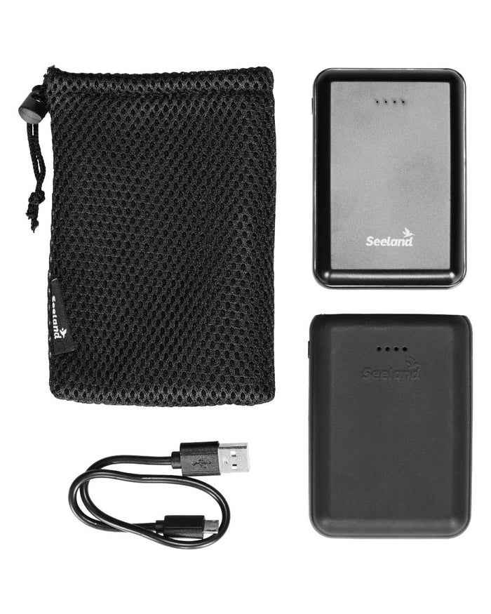 Black Coloured Seeland Heat Power Bank on White background #colour_black