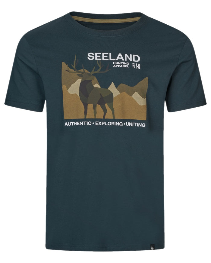 Dark Blue Coloured Seeland Mens Fragment T-Shirt on white background #colour_dark-blue