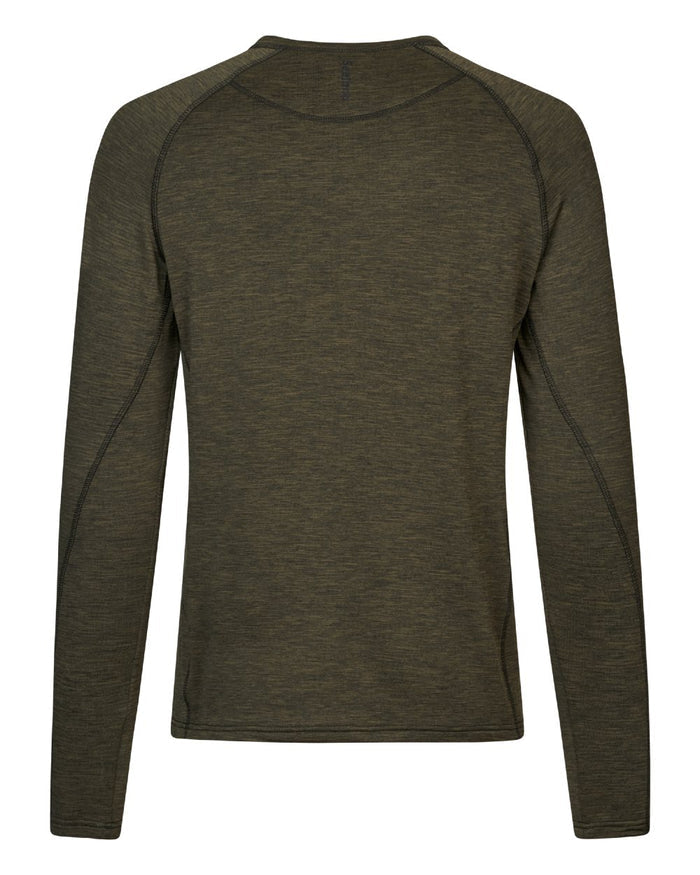 Pine Green Melange Coloured Seeland Mens Peak T-Shirt on white background #colour_pine-green-melange