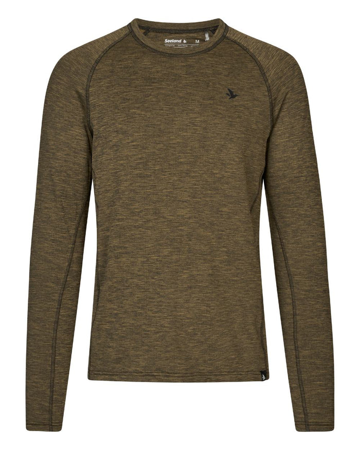 Military Olive Melange Coloured Seeland Peak T-shirt on White Background
#colour_military-olive-melange