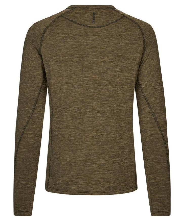 Military Olive Melange Coloured Seeland Peak T-shirt on White Background
#colour_military-olive-melange