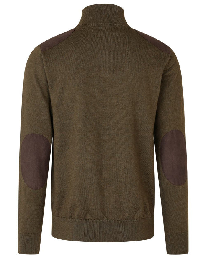 Light Pine coloured Seeland Mens Pine Half Zip Sweater on white background #colour_light-pine