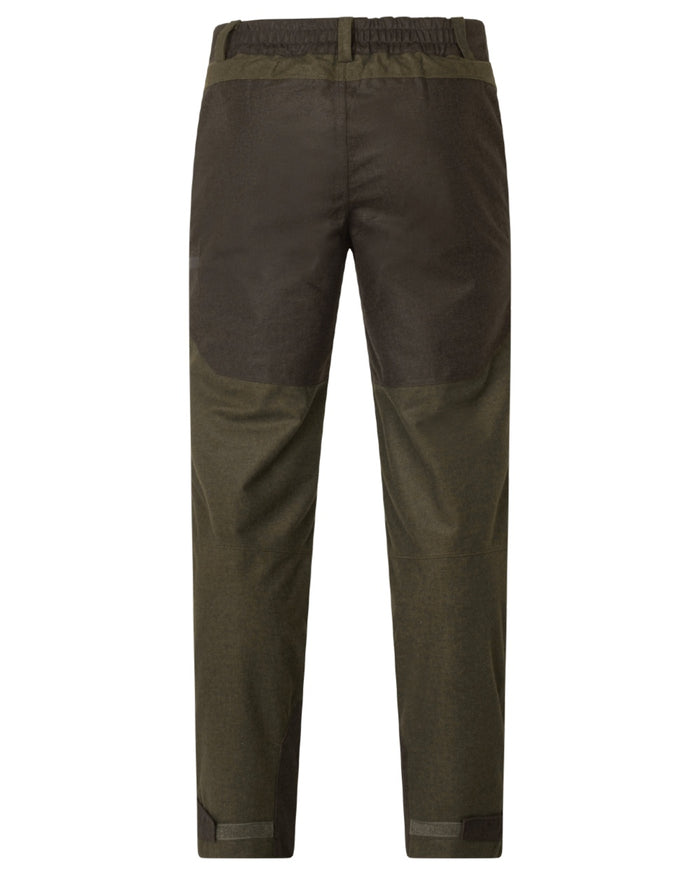 Pine Green Melange coloured Seeland Mens Quest Trousers on white background #colour_pine-green-melange