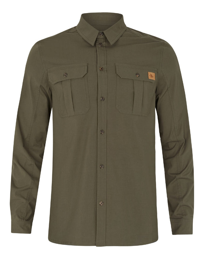 Grape Leaf coloured Seeland Mens Selous Long Sleeve Cargo Shirt on white background #colour_grape-leaf