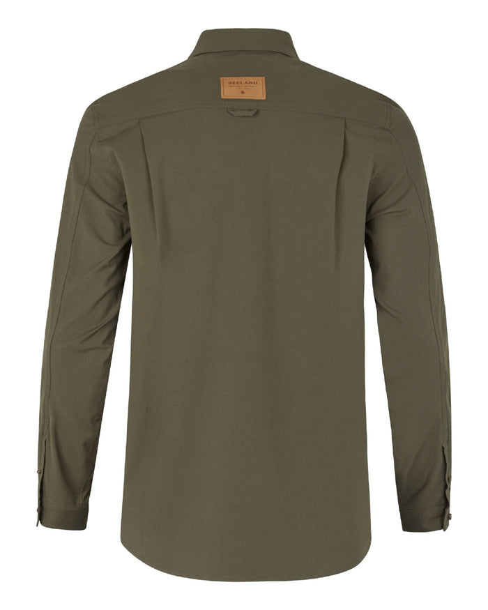 Grape Leaf coloured Seeland Mens Selous Long Sleeve Cargo Shirt on white background #colour_grape-leaf