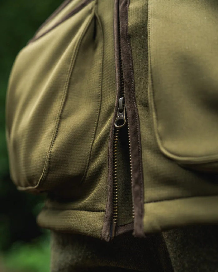 Light Pine Coloured Seeland Mens Wenlock Waistcoat on outdoor background #colour_light-pine