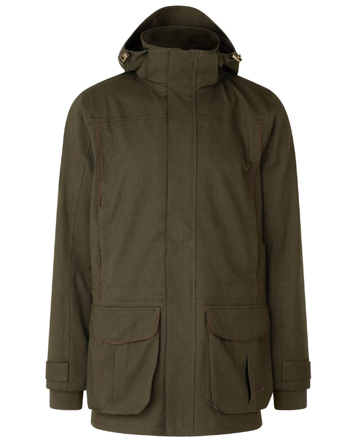 Shaded Olive coloured Seeland Mens Woodcock Royale Jacket on white background #colour_shaded-olive