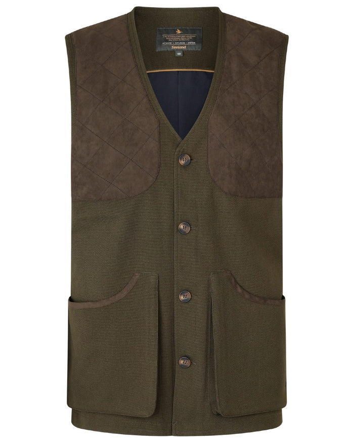 Shaded Olive coloured Seeland Mens Woodcock Royale Waistcoat on white background #colour_shaded-olive