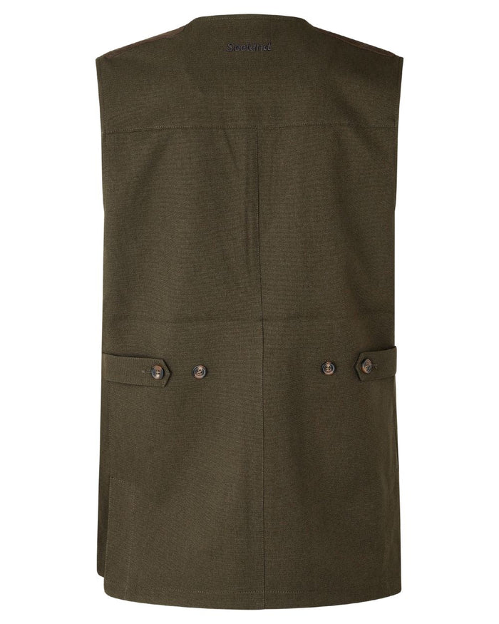 Shaded Olive coloured Seeland Mens Woodcock Royale Waistcoat on white background #colour_shaded-olive