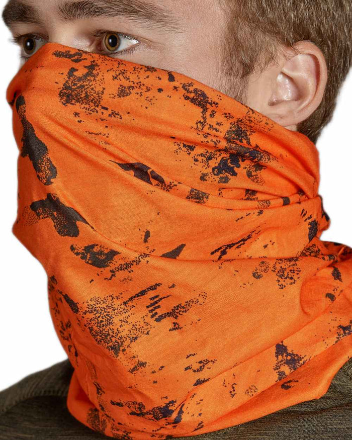 Pine Green InVis Orange Blaze Coloured Seeland Neck Gaiter 2 Pack on White background #colour_pine-green-invis-orange-blaze