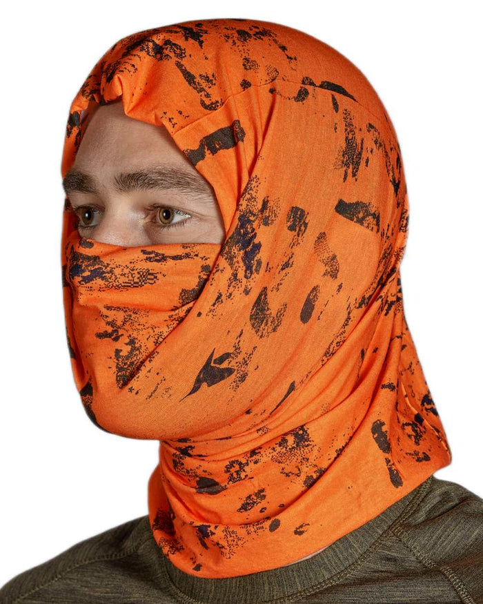 Pine Green InVis Orange Blaze Coloured Seeland Neck Gaiter 2 Pack on White background #colour_pine-green-invis-orange-blaze