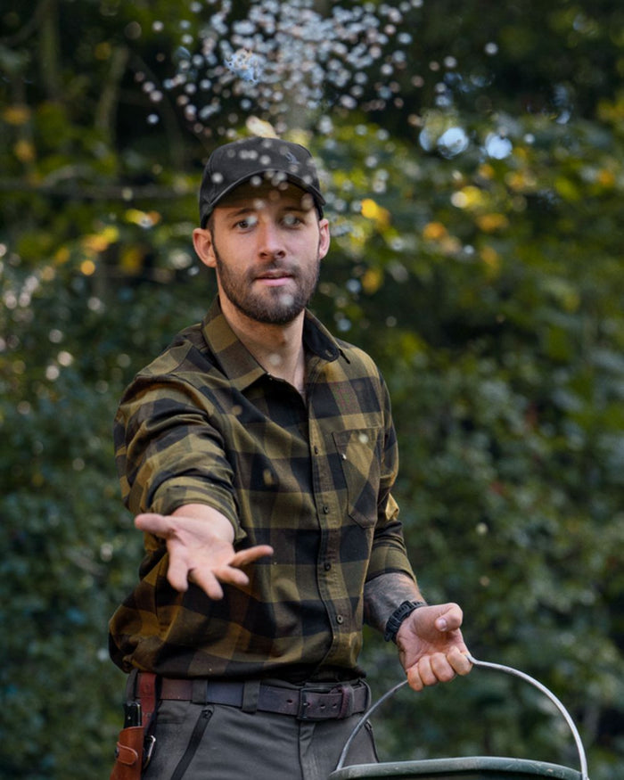 Green Check Coloured Seeland Toronto Shirt on outdoor background #colour_green-check