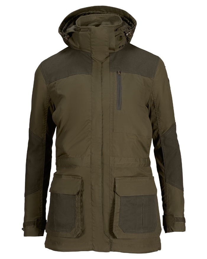 Pine Green Coloured Seeland Womens Key-Point Wax Jacket on white background #colour_pine-green