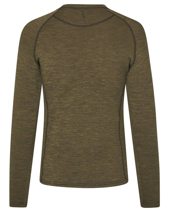 Military Olive Melange coloured Seeland Womens Peak Aia T-Shirt on white background #colour_military-olive-melange