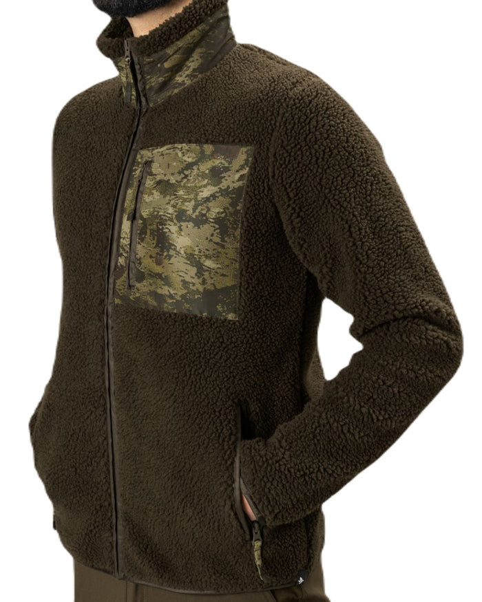 Grizzly Brown Coloured Seeland Zephyr Camo Fleece Jacket on White background #colour_grizzly-brown