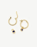 September Birthstone Mini Charm Hoop Earrings | 18ct Gold Vermeil/Lapis Earrings Missoma