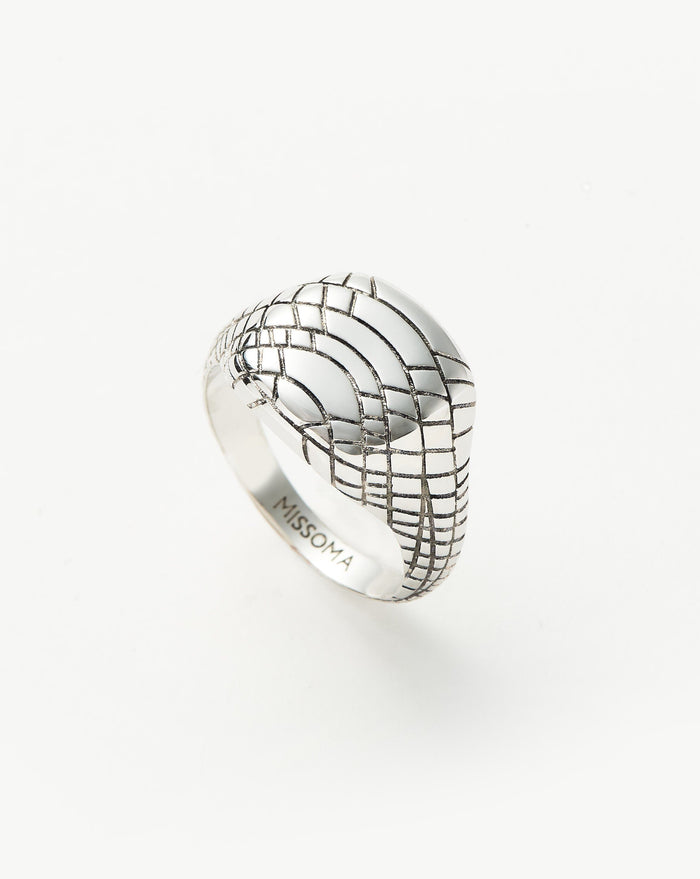 Serpent Textured Signet Ring | Silver Plated Rings Missoma