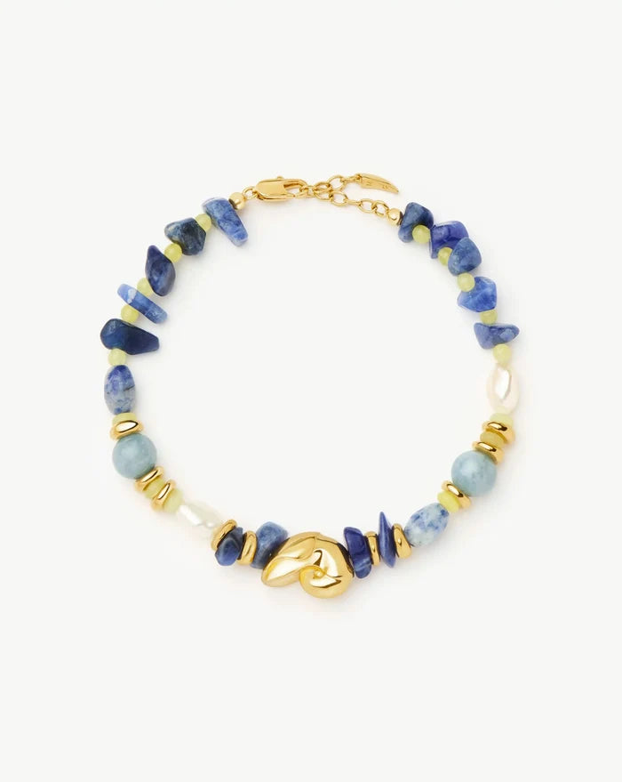 Shell Statement Multi Beaded Bracelet | 18ct Gold Plated/Multi Gemstone Bracelets Missoma